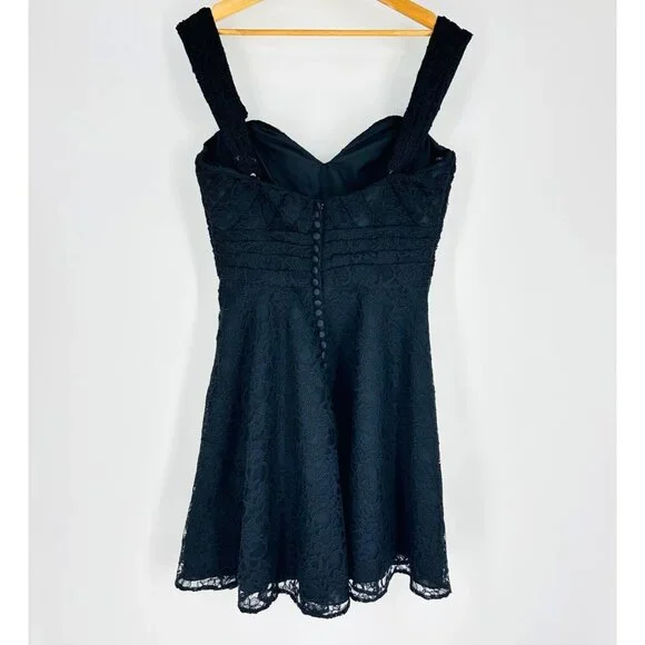 Mori Lee Madeline Gardner Black Lace Sleeveless Convertible Mini Dress Size 14 - Picture 5 of 12